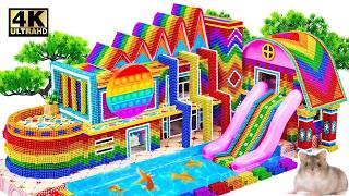 ASMR x 1.5 - How To Make Rainbow Inflatable Water Slide & POP IT Wall In Luxury House