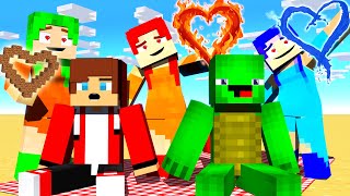 JJ and Mikey vs 3 Element Sisters JJ's Girls LOVE Curse - Maizen Minecraft Animation