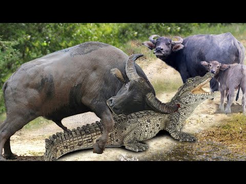 Crocodiles Wait For Buffalo Across The River | Harsh Life