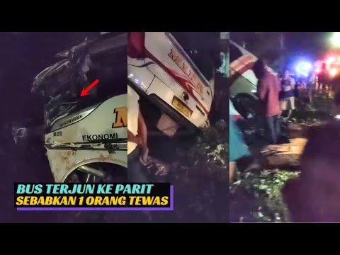 Semua Orang Penasaran, Kecelakaan Bus AKAP Nyungsep Parit di Ngawi