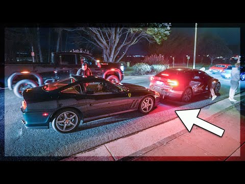 RARE Gated Ferrari Rear Ends New Tesla *Caught on Camera*