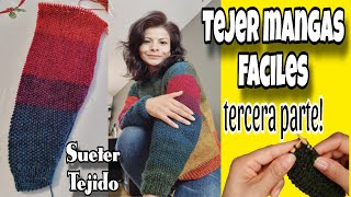 🧶 Cómo Tejer las Mangas del Suéter Paso a Paso | Parte 3 | Suéter Tejido Fácil para Principiantes