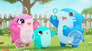Sharks Play Outside with Bubbles! | Nursery Rhymes & Kids Songs | Shark Academy
