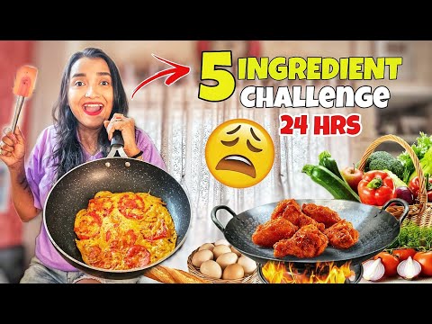 Vlog - 5 INGREDIENT Cooking Challenge for 24 Hours - Brownie, Shakshuka More -Tough FOOD CHALLENGE