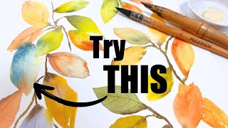 Truly Game-Changing way to paint Vibrant Fall Leaves in Watercolor (with no stress!)