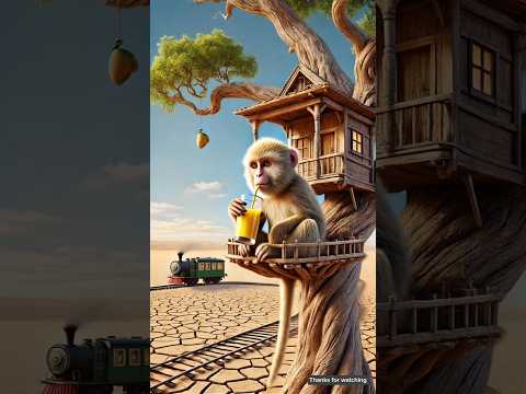 The monkey lives on a tree in a drought and hopes for rain 😭 #ai #monkey #tree