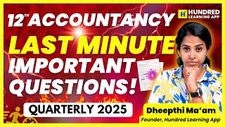12th Accountancy Last Minute Important Questions to get full marks in Quarterly Exam 2025 #12th