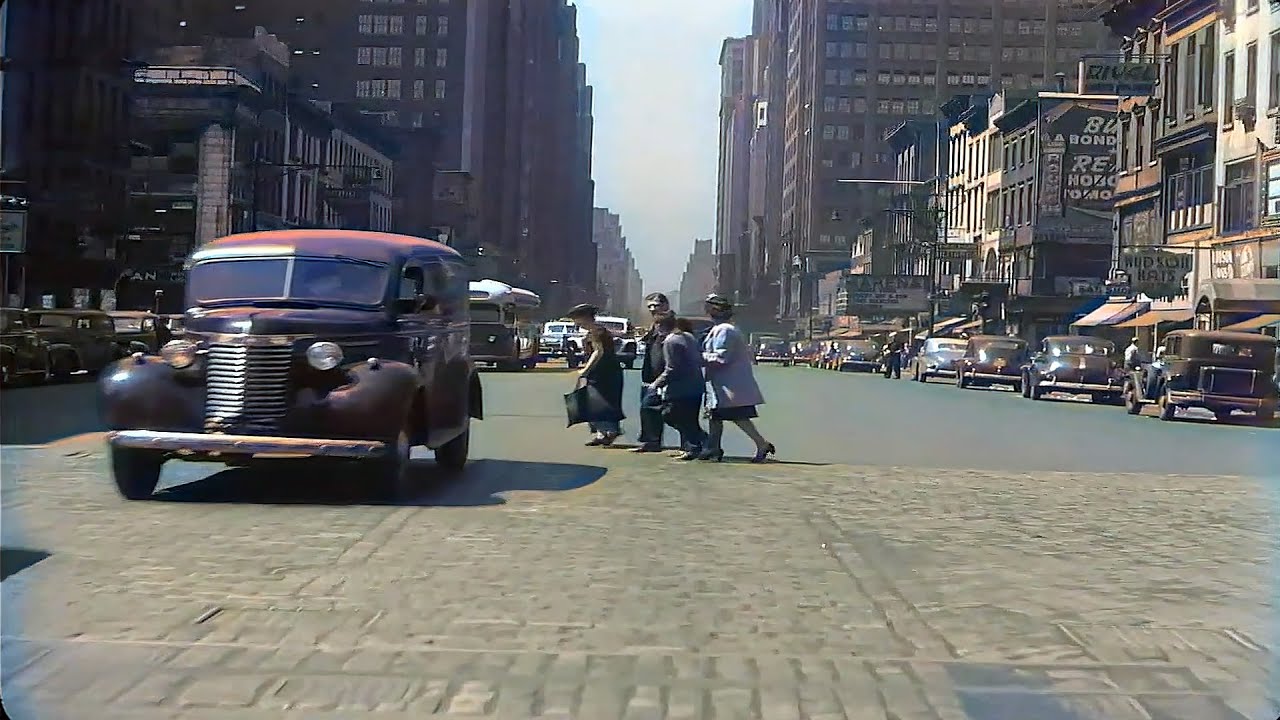 New York 1945 in color [60fps, Remastered] w/sound design added