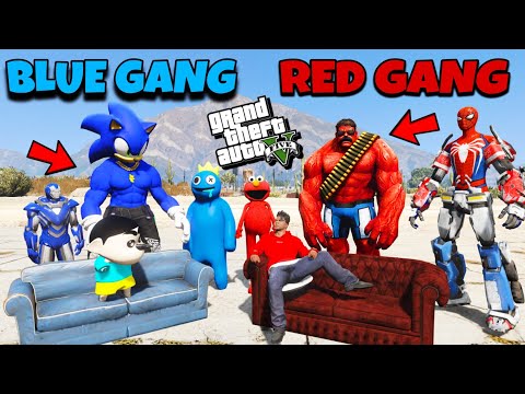 Franklin Red Gang Vs Shinchan Blue Gang in GTA 5 ! JSS GAMER