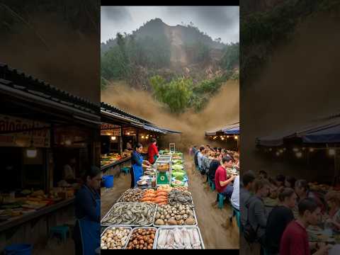 Massive Landslide & Flash Flood Sweep Through Asian Market 🌊⛰️