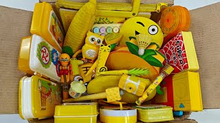 Yellow Stationery Collection From The Box - Viral Stationery, password pencil box, Pen, Eraser, Toy