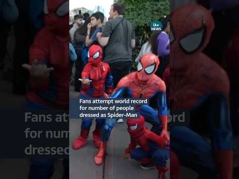 Hundreds of Spider-People gathered in Argentina to try to break a world record #itvnews #spiderman
