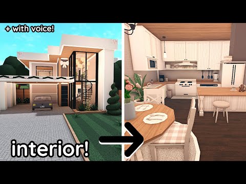 Decorating My CHRISTMAS Modern House in Bloxburg! *Interior Build PART 2*