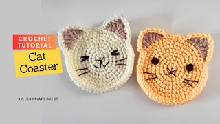 Cat Coaster Crochet Tutorial | Cat Applique