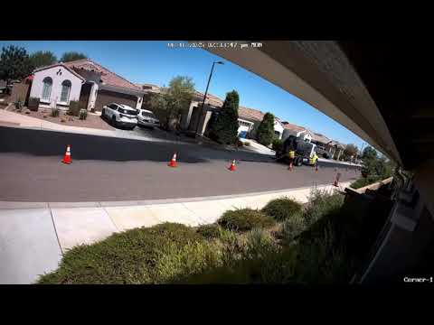 Asphalt paving mishap during roadwork in Phoenix, Arizona, USA