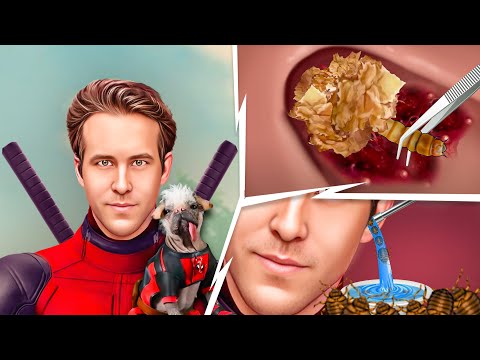 ASMR Animation Removing Ticks and Worm from Deadpool & Dogpool Ear | treatment Animation Video