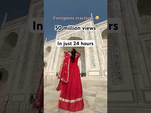 Foreigners reactions at tajmahal | Long hair play | bun drop | floor touch long hair #longhair