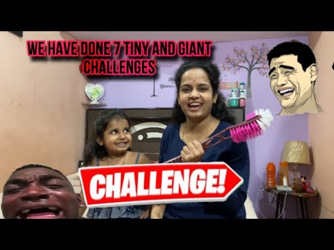 7 TINY and GIANT challenges Done  🍉😀|| #funnyvideo #funnyvlog #challenge #challenge #trending