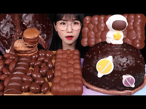 초코케이크 초코볼 마카롱 다쿠아즈 밀카 버블리 초콜릿 먹방 CHOCOALTE & CAKE ASMR MUKBANG