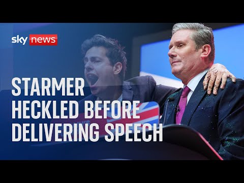 Sir Keir Starmer heckled on stage before delivering keynote speech