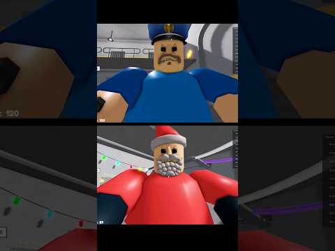 Barry's Jumpscare VS Santa's Jumpscare 🔥 #roblox #shorts | Barry's Prison Run Obby Christmas Update