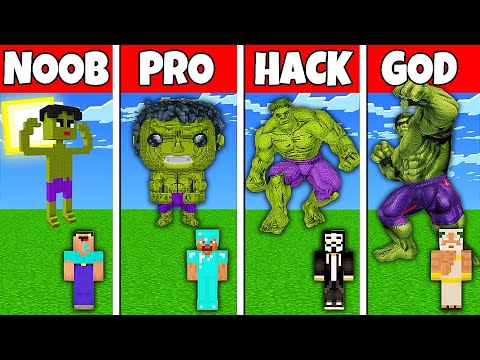 Minecraft Battle: NOOB vs PRO vs HACKER vs GOD! HULK STATUE BUILD CHALLENGE in Minecraft