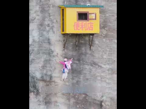 The girl entered a house situated on a rocky elevation #adventure #rock