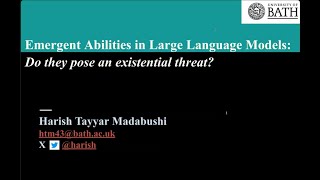 Harish Tayyar Madabushi | Emergent Abilities in Large Language Models