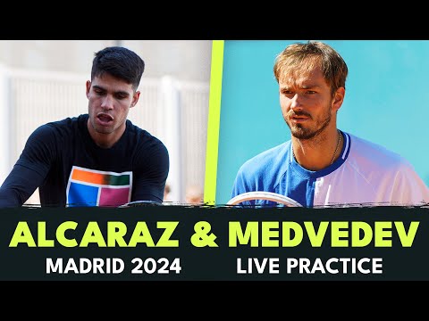 LIVE: Carlos Alcaraz & Daniil Medvedev Practice in Madrid!