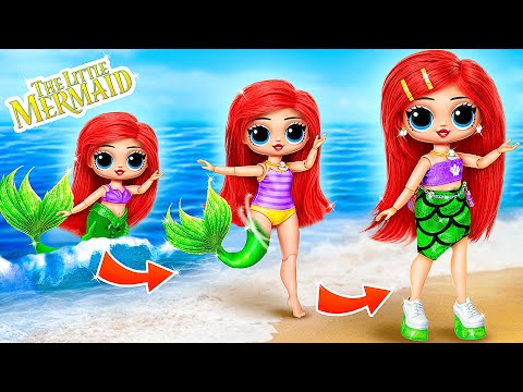 The Little Mermaid Ariel in Real Life! Doll DIYs & LOL OMG Crafts