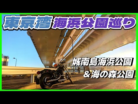 【ハーレー】真冬の東京湾人工ビーチ巡り「海の森公園＆城南島海浜公園」ツーリング【エボソフテイル】