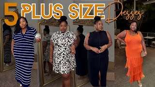 5 Plus Size Dresses for Women with Large Bellies | Transitional Apple Shaped Outfits