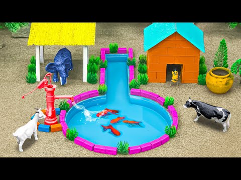 DIY making mini Water Pumb with Bamboo Pipe to shower of Cows - Barn Animals