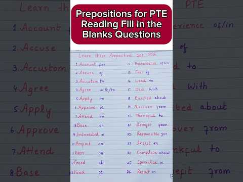 Prepositions in English | Prepositions for PTE Reading #pte2025 #preposition