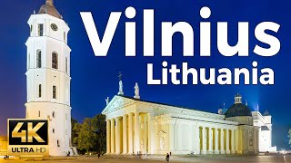 Vilnius, Lithuania Evening Walking Tour 4k - With Captions