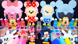 🌈ASMR🌈 Mixing "Mickey Mouse" MakeUp Eyeshadow,Glitter Into Clear Slime satisfying #슬라임 (769)