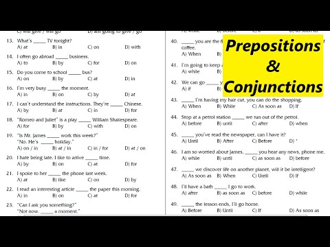 Prepositions and Conjunctions Exercise for ALL Exams