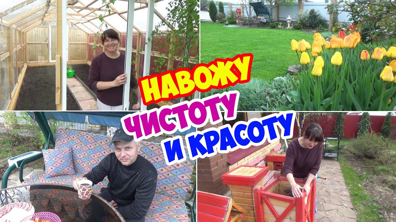 ВЛОГ из сада. Навожу ЧИСТОТУ и КРАСОТУ на участке! ТЕПЛИЦА готова, томаты высажены! Розы подвязаны!
