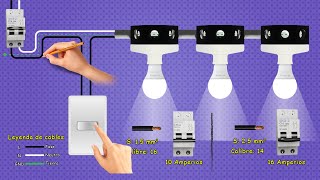 Instalación de tres Lamparas en paralelo controladas con Interruptor Simple | bombillos focos