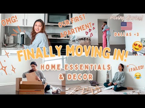 *finally* MOVING into our FIRST Apartment in Dallas 😍 Unboxing Home Essentials & Decor|The FINALE 🏠
