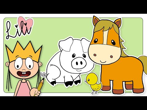 Learn FARM ANIMALS & Animal SOUNDS | Surprise Drawing For Kids | Princess Lili
