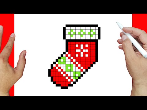 Truco para dibujar un Calcetin de navidad en Pixel art | Dibujos fáciles