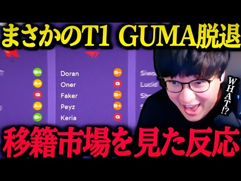 まさかのGUMAがT1脱退‼ 今年の移籍市場を見たのUGの反応