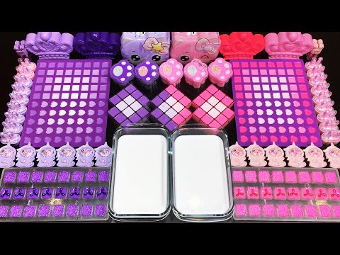 PINK vs PURPLE Slime !!! Mixing random into GLOSSY Slime I Satisfying Huong Slime