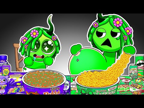 SPRUNKI Animation - GREEN VINERIA Pregnant & Baby GREEN Convenience Store Food | ASMR Mukbang