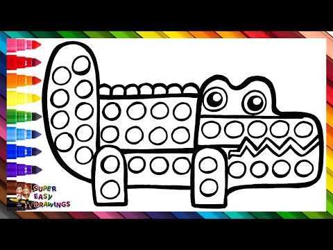 Draw And Color A Crocodile POP IT🐊🔴🟠🟡🟢🔵🟣🌈 Drawings For Kids