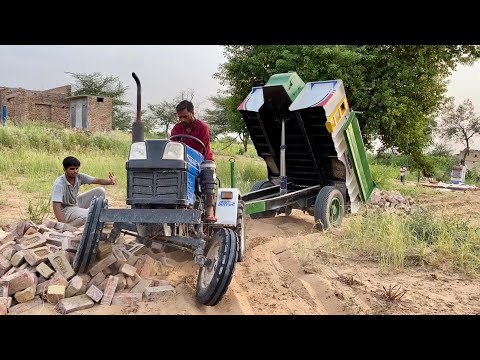 Mini Tractor Escort Steeltrac 15 Tractor Badly Stuck in Trolley Loaded with Bricks