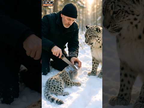 Mother Snow Leopard Saves Her Cubs with the Help of an Old Man #animals #rescue #snowleopard