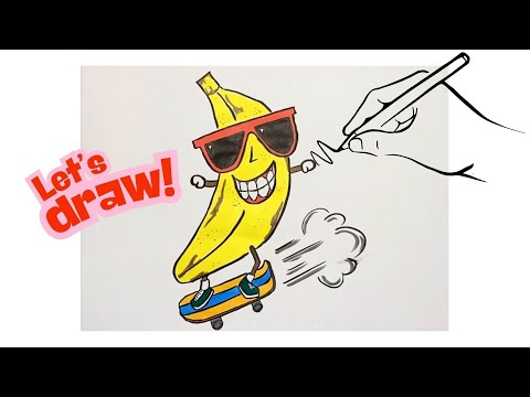 How to draw a cool Banana🍌 Drawing for Kids!