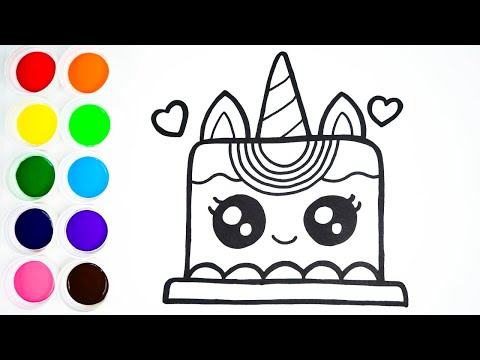 Como Dibujar y Colorear una Torta Unicornio Paso a Paso